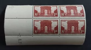 France 1931 258 3 timbres sur 4 neuf luxe ** 1 tp charnière coin daté 2/6/31 - Imagen 1 de 4