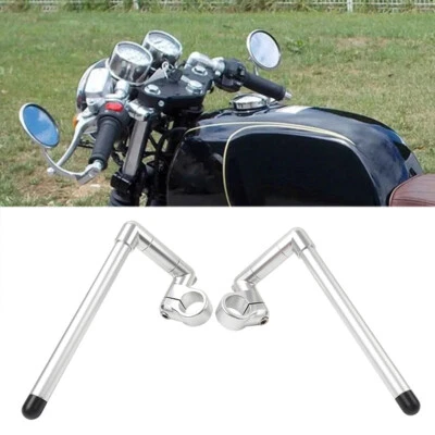 39MM Cafe Racer Bars 7/8" Extender Universal Clip-On Handlebar Fork Tube Silver - Image 1 of 4