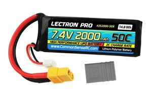 Common Sense RC Lectron Pro 7.4V 2000mAh 50C Lipo Battery w/ XT60 Connector