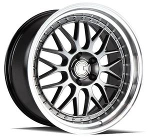19x9.5 +35 Aodhan AH02 5x112 Flow Forged Hyper Black Mach Lip Wheels (Set of 4) - Picture 1 of 3