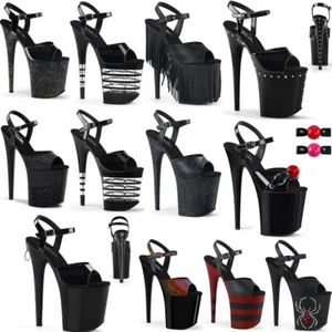 Pleaser Glitter Platform Ankle Strap Sandals High Heels Adult Women Flam809B - Picture 1 of 41