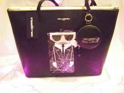 Bolso de Mano Karl Lagerfeld Paris Adele Grande Negro con Bolsa Karl Nuevo con Etiquetas Foto 1 de 4