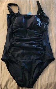 BLACK One Piece Swimsuit, BathingSuit Tummy Control, Beach Pool Medium - Picture 1 of 6
