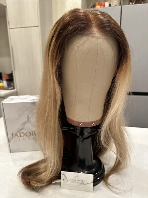 Jadora Secret 18 Inch Brown Blond Highlights Lace Cut Human Hair Wig - Image 1 of 4
