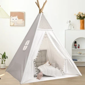 Kinderzelt Spielzelt,Tipi Zelt für Kinder Spielhaus Baumwolle Drinnen Draußen,DE - Bild 1 von 12