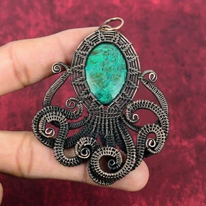 Chrysokoll Edelstein Anhänger Kupferdraht gewickelt Oktopus Anhänger Geschenk für Mutter - Bild 1 von 5