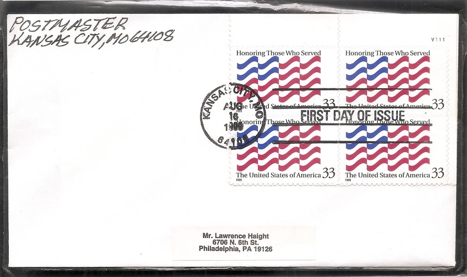 US SC # 3331 Honoring those Who served FDC. No cachet - Image 1 of 1