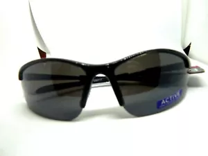  Sunglasses Foster Grant WRAPAROUND BLACK FRAME AND LENSES /SPORT ACTIVE FRAME - Picture 1 of 9