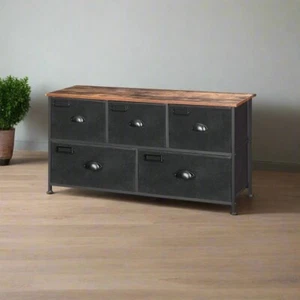 Industrial Retro Low Sideboard Multi Drawer Storage Cabinet Bedroom Dresser Unit - Picture 1 of 4