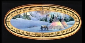 CRIBBAGE BOARD by Sharon Sharpe "WINTER APPY TIPI CAMP" - Picture 1 of 2