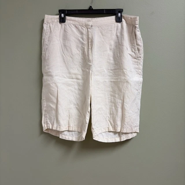 Pantalones Cortos Eileen Fisher Mujer Lino Orgánico Talla 14 Crema Informales Foto 1 de 4