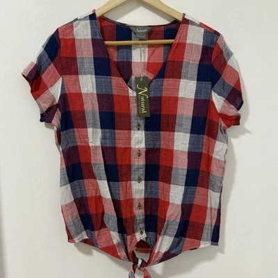 Top a Cuadros NATURAL REFLECTIONS Hibiscus Buffalo (Talla M) Nuevo con Etiquetas Foto 1 de 4