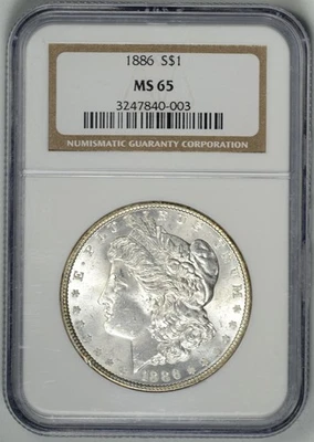 1886  NGC  MS65 Gem Morgan Dollar  *  Philadelphia Mint  *  #3247840-003 - Image 1 of 4