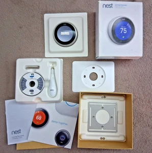 Google Nest Learning Thermostat, 3rd Generation, Stainless Steel, Tested, Good - Picture 1 of 14