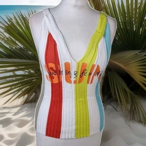 MARC CAIN vintage funky retro y2k knit woman top blouse uk 8/10 cotton - Picture 1 of 6