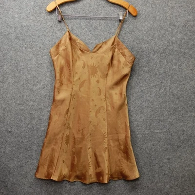 Morgan Taylor Slip Dress Womens M Gold Satin Celestial Y2K Fairy Nightgown 90s - Image 1 of 4