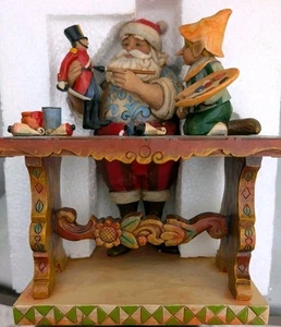 Jim Shore "Toy Master" Santa & Elf At The Workbench Figurine 2008 4011335 W/ Box - Picture 1 of 5