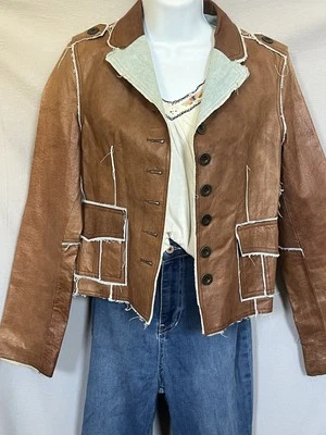 Chaqueta de Cuero Vera Pelle 44/12 Festival de Arte Coachella Bohemio Rodeo Glam Foto 1 de 4