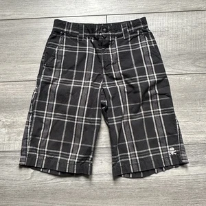 Tony Hawk Black Plaid Carpenter Shorts Boys Size 12 Skull Accent Chino Y2K - Picture 1 of 10