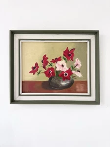 Pintura floral vintage enmarcada óleo sobre lienzo - Imagen 1 de 8