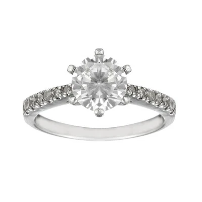 Silverly Anello Donna Argento 925 Classico Solitario Zircone Rotondo Brillante - Immagine 1 di 4