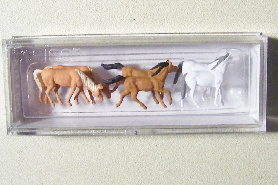  N 1:160 scale Preiser 79150 SIX HORSES : HORSE FIGURES (Various Colors & Poses) - Image 1 of 1