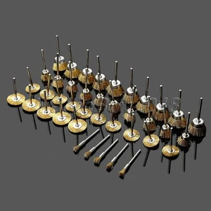 40Pcs Brass Steel Wire Brush Polishing Wheels Full Kit For Grinder Rotary Tools - Picture 1 of 10