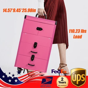 Large Capacity Rolling Makeup Train Case Cosmetic Organizer Trolley MakeupArtist - Picture 1 of 23