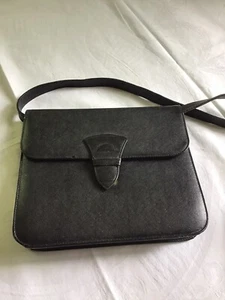 Vintage CALVIN KLEIN Black Saffiano Leather Convertible Crossbody Clutch - Picture 1 of 12