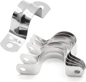 50 Pcs 1" Stainless Steel Pipe Strap Clamps Two Hole Strap for Conduit Cables - Picture 1 of 3