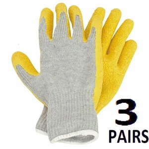Rubber Coated Work Gloves Latex Palm 3 Pairs - Picture 1 of 5