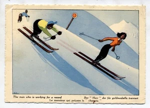 Signed Samiver Skiing The man who is working for a record PC Posted 1953 FRANCE - Picture 1 of 1