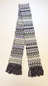 Aeropostale Winter Knitted Fringe Scarf Womens Accessory Purple Gray 7” x 76” - Picture 1 of 8