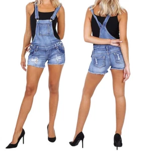 Damen Hot Pants Latzjeans Latzshorts Latzhose Hotpants Shorts Kurze Hose Jeans  - Bild 1 von 9