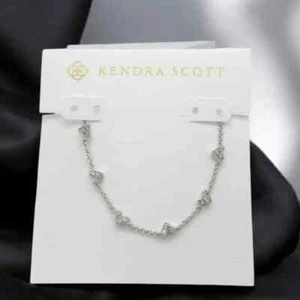 Kendra Scott Haven Silver Crystal Heart Strand Necklace in clear crystal. - Picture 1 of 9