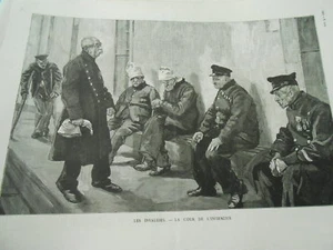 Les Invalides La cour de l'infirmerie Gravure 1886 - Picture 1 of 1