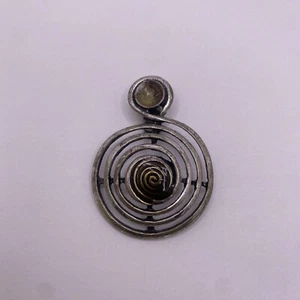 Vintage Rare Silver Spiral Statement Pendant with Magnetic Clasp - Picture 1 of 6