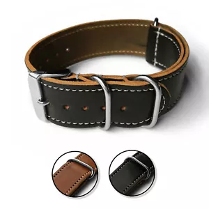 Cinturino per orologio 24 mm ORIGINALE HORWEEN SHELL in pelle di Cordovan - Stile militare - Foto 1 di 7