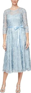 Alex Evenings Dress Tea Length Embroidered Illusion Petite sz 10 P NEW NWT AE6 - Picture 1 of 3