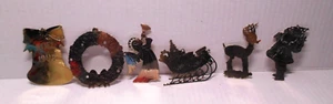 6 Vintage Brass Tone Engravable Christmas Ornaments Lot Hong Kong - Picture 1 of 5