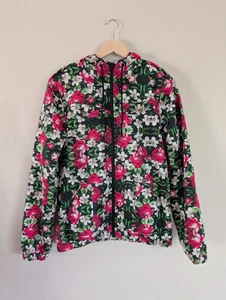 Volcom Enemy Lines Allover Pixelated Flower Pattern Windbreaker Jacket Women's M - Picture 1 of 13