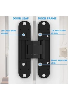 5.5’’ Hidden Hinges (2 Pack) – Black, 180°, 3way Adjustable, Quiet Close - Picture 1 of 6