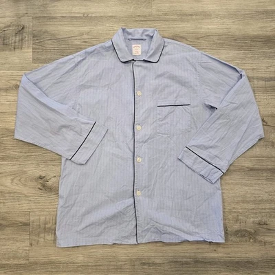 Camisa Top Pijama Brooks Brothers 346 Para Hombre Mediana Azul A Cuadros Algodón Botón Bolsillo Foto 1 de 4