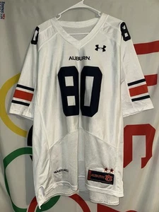 Under Armour Auburn Tigers Football Jersey Mens Large White #80 - Picture 1 of 10