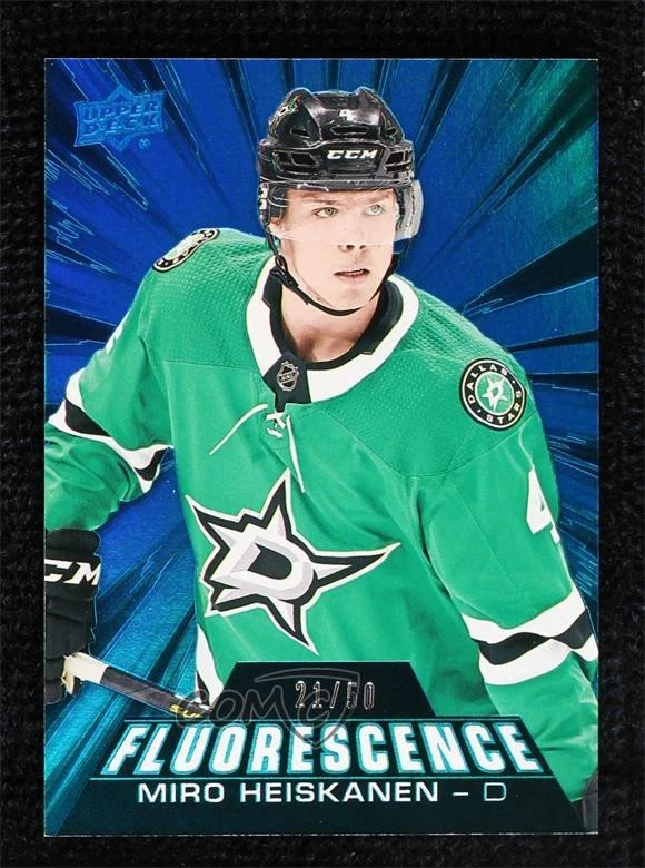 2018-19 Upper Deck Fluorescence Blue /50 Miro Heiskanen #F-8 Rookie RC - Image 1 of 2