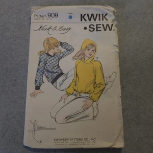 Vintage Kwik Sew 909 Girls Hoodie Pullover Jacket Pattern 8-14 UNCUT 1970s - Picture 1 of 4