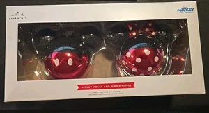 Hallmark Disney Mickey Mouse and Minnie Mouse Ornaments Set Rare Glass Blown NEW - Picture 1 of 5