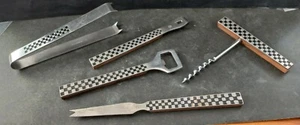 Retros vintage 70s style wooden & stainless steel 5 piece bar set - Picture 1 of 5