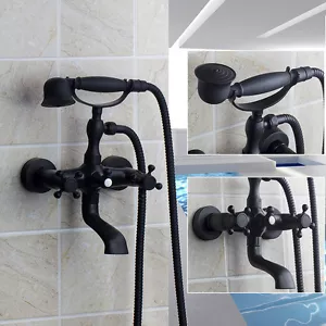 Oil Rubbed Bronze Black Wall Mounted Bathtub Filler Faucet Mixer Tap&Handshower - Bild 1 von 10