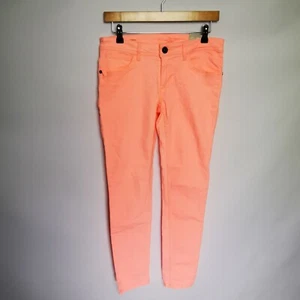 ~ Adidas NEO Skinny Fit Womens Jeans Waist 27" Leg 30" ~ Bright Coral / Orange ~ - Picture 1 of 10